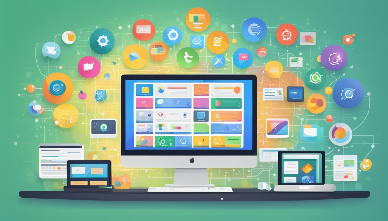 A computer screen displaying 10 website logos, each representing a
different platform for learning coding. Code snippets and colorful
graphics surround the screen, symbolizing the diverse and creative world
of coding
education