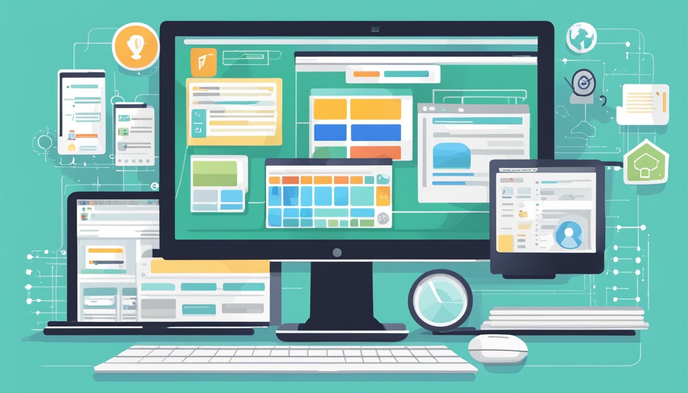 A computer screen displaying a variety of online learning platforms
for seniors, with icons and text indicating courses and
resources