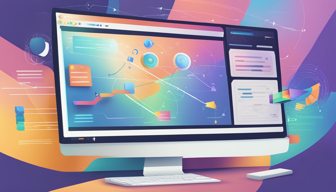 A computer screen displaying various learning techniques with speed
lines and arrows pointing to key
concepts