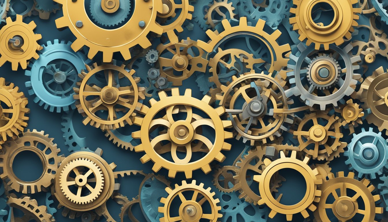 A network of interconnected gears and cogs, symbolizing the intricate
systems and processes that lead to success despite numerous
failures