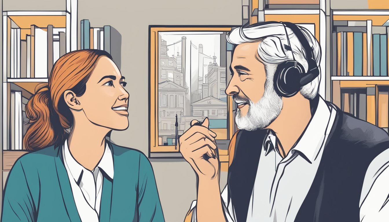 Two people in a lively conversation. One person is asking questions
while the other person is actively listening and not
complaining