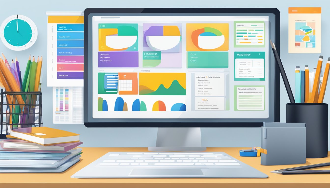 A diverse collection of free and affordable educational resources
displayed on a digital screen with budgeting tools in the
background