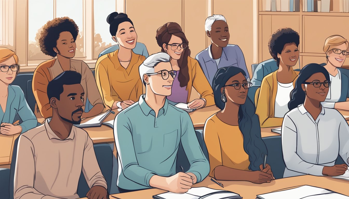 A diverse group of learners utilize free and affordable educational
resources in a budget-friendly
setting