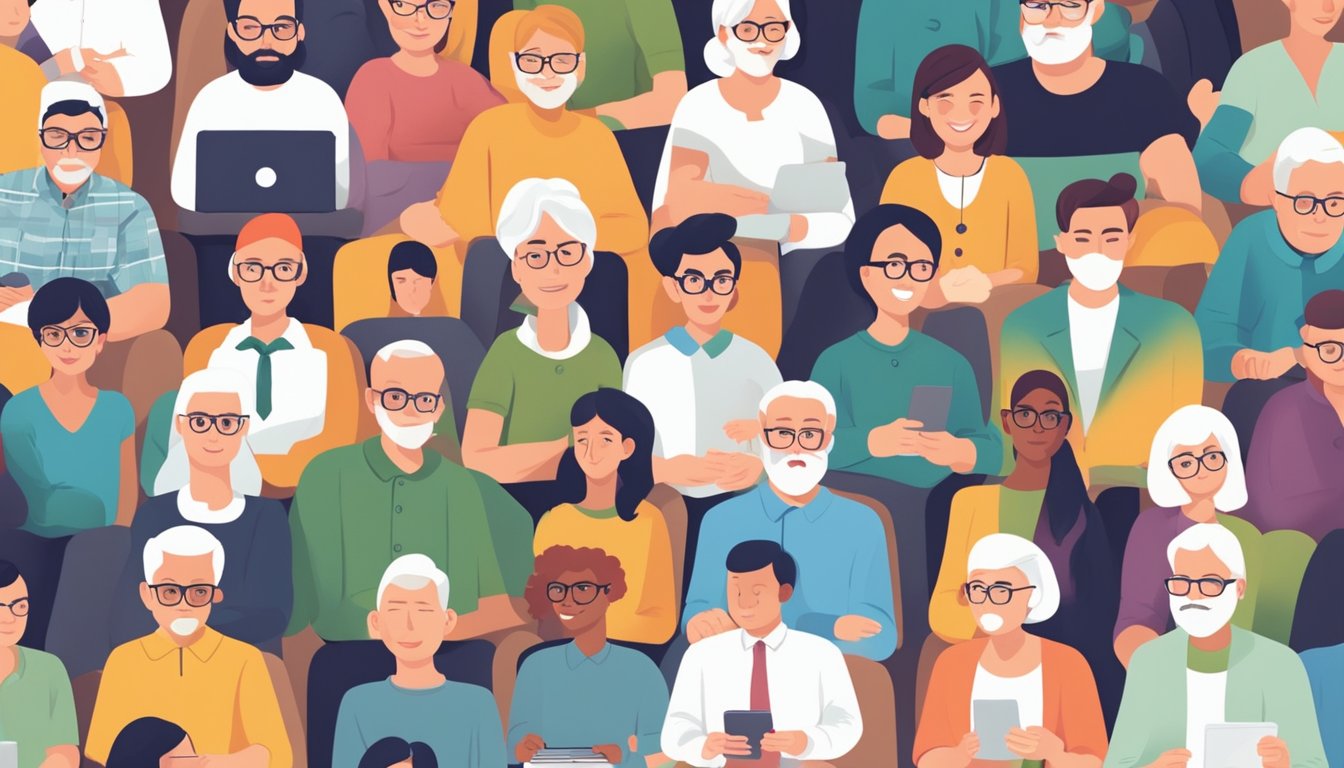Various people of different ages and backgrounds engaging with online
psychology
resources