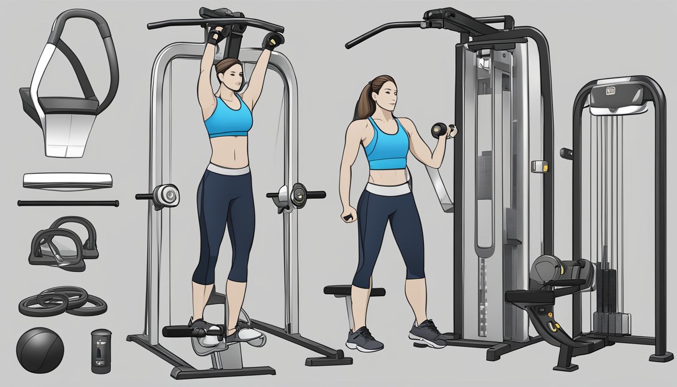 A variety of workout equipment and techniques displayed on a digital
screen, with options for different fitness programs tailored to
individual
lifestyles
