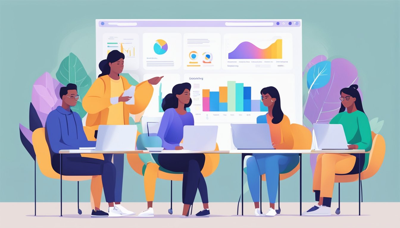 Students engage in virtual group discussions, sharing ideas and
collaborating on projects. Digital platforms display trending topics and
interactive learning
tools