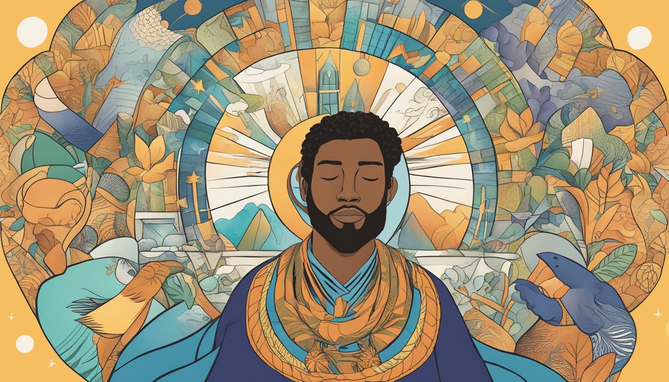 Prosper speaks daily affirmations, surrounded by uplifting words and
symbols