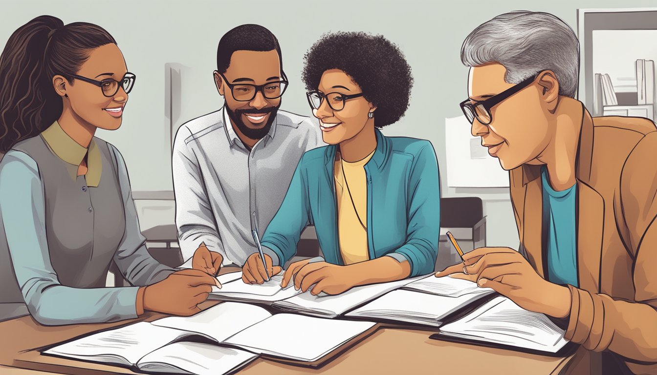 Adult learners engaged in peer-to-peer discussions, sharing knowledge
and experiences in a collaborative and supportive
environment