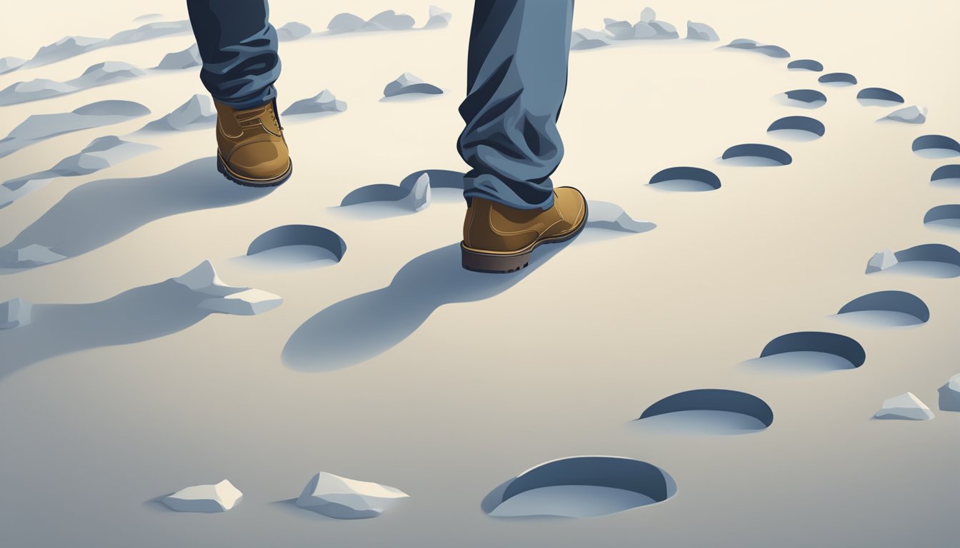 A small foot taking a step forward, surrounded by larger footprints.
Symbolizing the concept of breaking down challenges into smaller
pieces