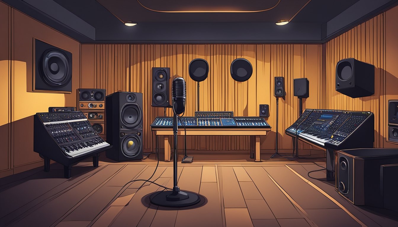 A dimly lit studio with glowing soundboards and a solitary microphone.
The air is filled with the warm, smooth tones of a Late Night DJ Voice,
captivating listeners with its soothing
influence
