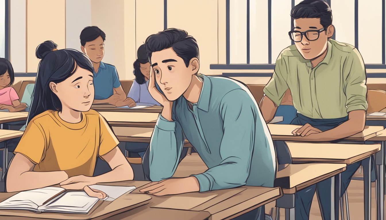 A student eagerly receives a reward for completing a task, while
another student looks discouraged after receiving a punishment for the
same
task