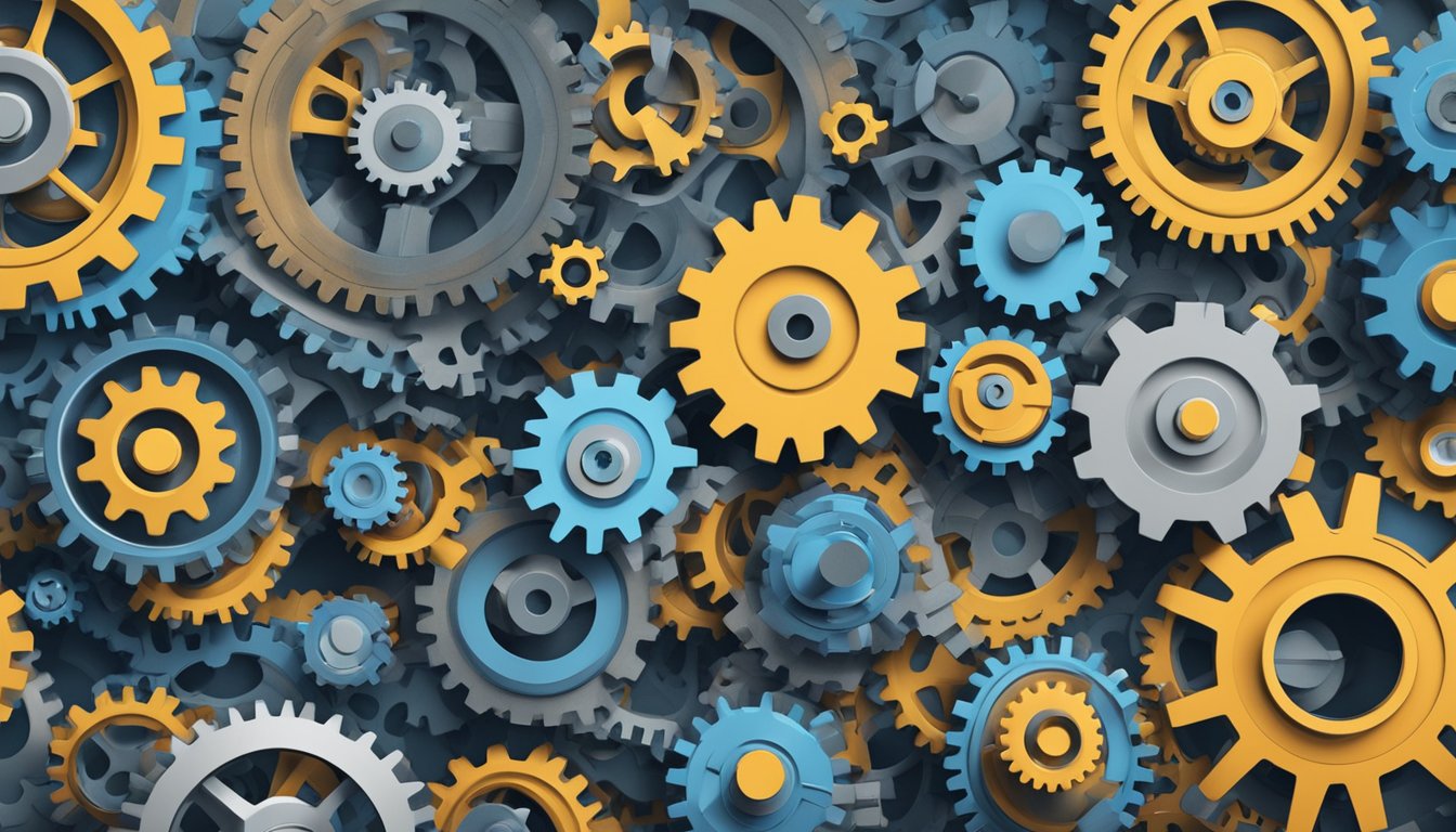 A network of interconnected gears, each one increasing in size,
representing the concept of scalability in a mechanical
system
