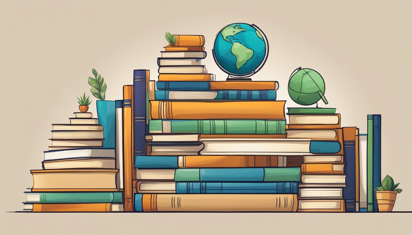 Books of various sizes and shapes arranged in a creative display for
World Book
Day